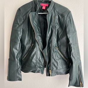 Green faux leather jacket